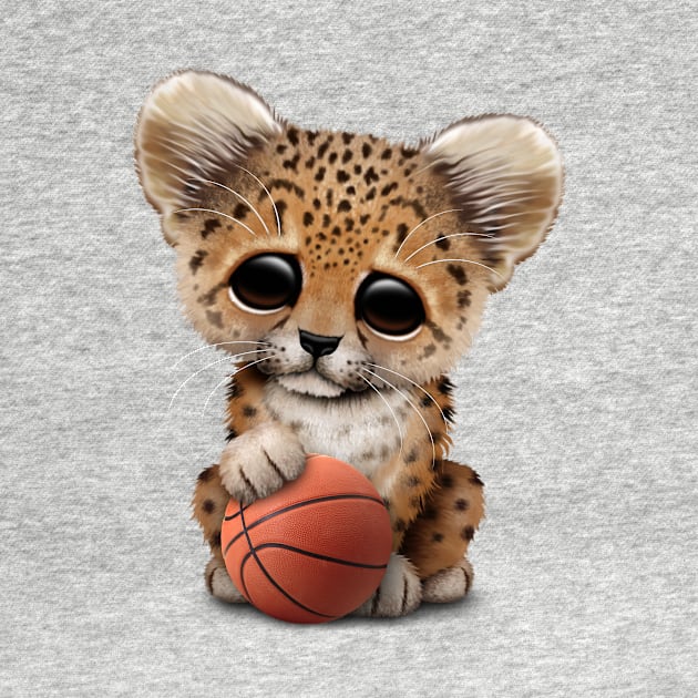 Leopard Cub Playing With Basketball by jeffbartels